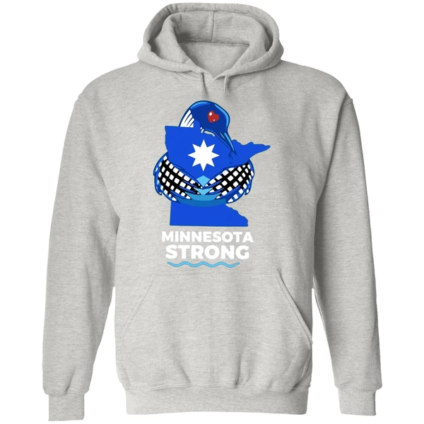 Minnesota Strong State Outline Loon With Heart Logo Hoodie - Image 9