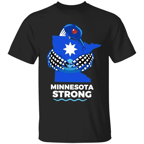 Minnesota Strong State Outline Loon With Heart Logo Shirt