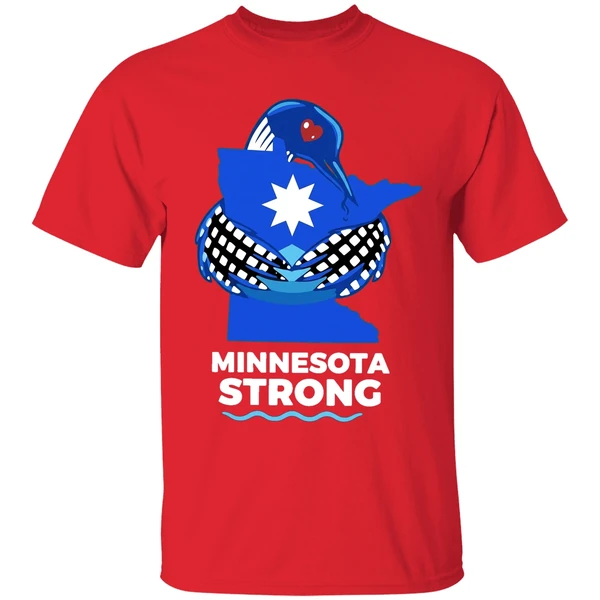 Minnesota Strong State Outline Loon With Heart Logo Shirt - Image 7