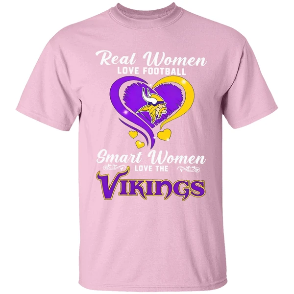 Minnesote Vikings Real Women Love Football Smart Women Love The Vikings Shirt - Image 3