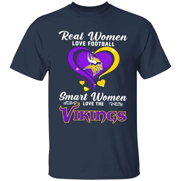 minnesote vikings real women love football smart women love the vikings shirt navy