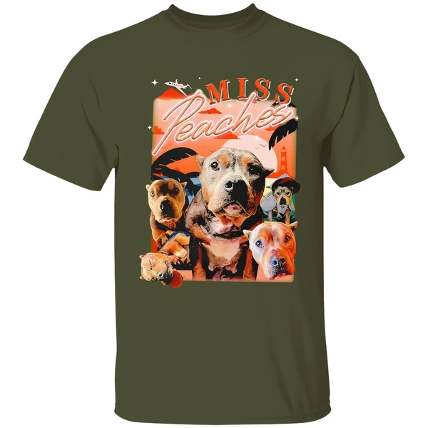 miss peaches dog portrait 2024 shirt militarygreen