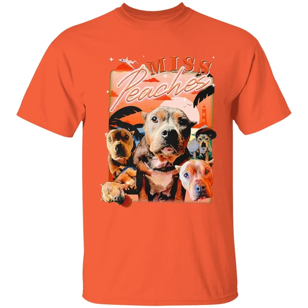 miss peaches dog portrait 2024 shirt orange