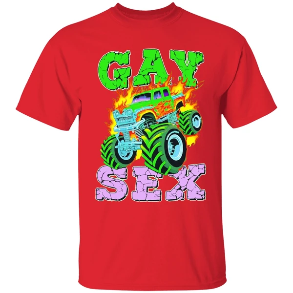 monster truck gay sex fire shirt red