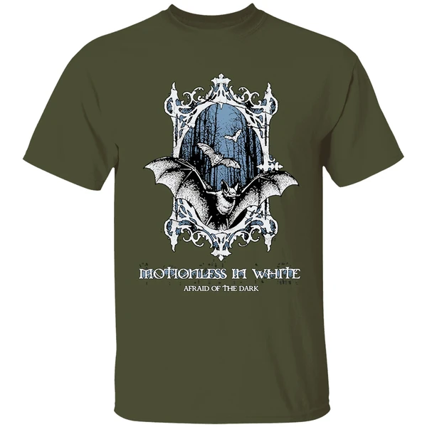 motionless in white afraid of the dark bat shirt militarygreen