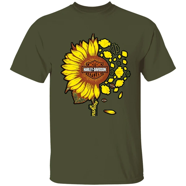 Moto Harley Davidson Cycles Sunflower You Are My Sunshine Shirt - Image 3