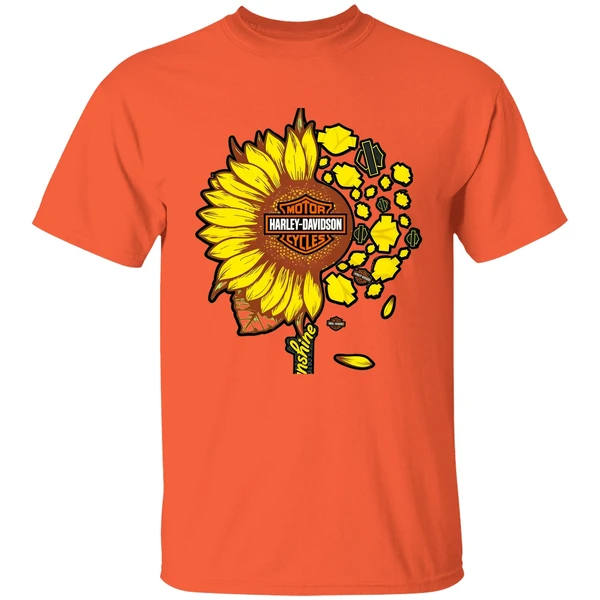 Moto Harley Davidson Cycles Sunflower You Are My Sunshine Shirt - Image 5