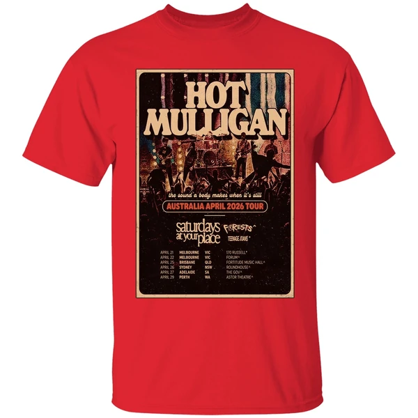mulligan tour aus april 2026 poster shirt red