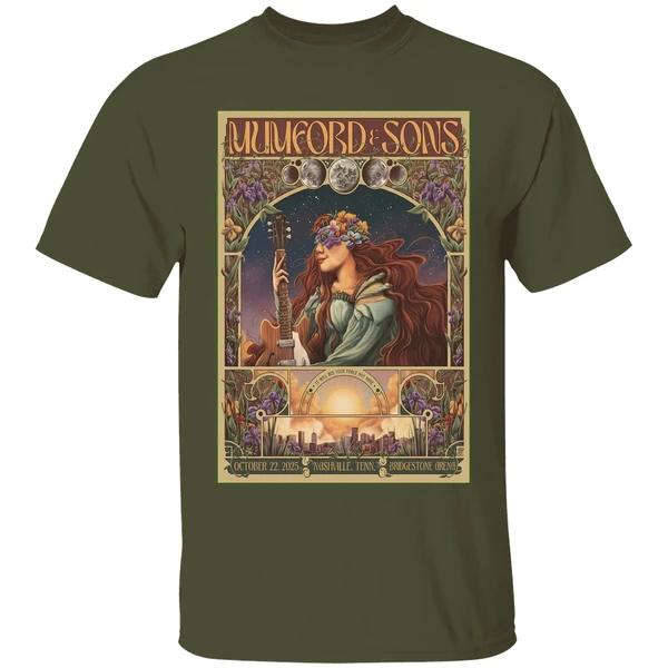 mumford and sons in nashville tn on oct 22 2025 poster shirt militarygreen