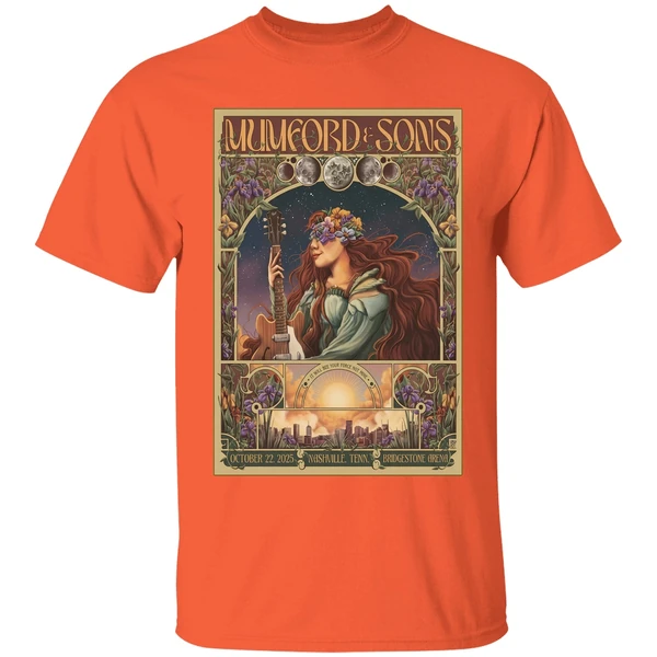 mumford and sons in nashville tn on oct 22 2025 poster shirt orange