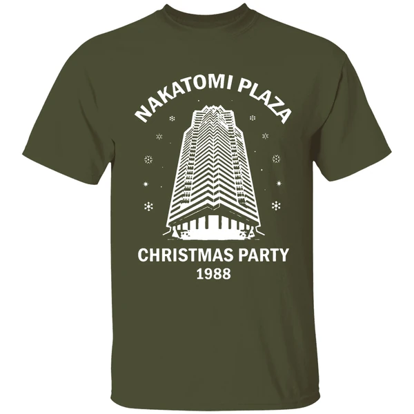 nakatomi plaza christmas party 1988 christmas shirt militarygreen