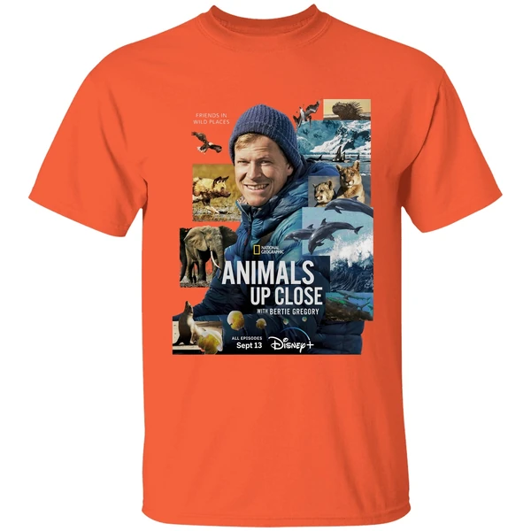 national geographic animals up close with bertie gregory shirt orange