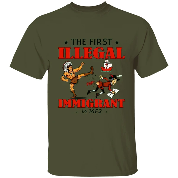 Native The First Illegal Immigrant In 1492 Shirt - Image 3