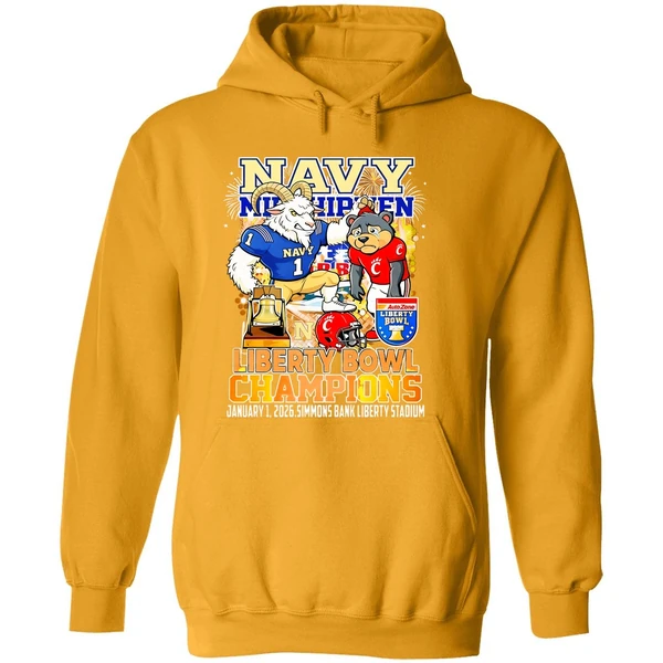 Navy Midshipmen 2025 Liberty Bowl Champions Mascot Hoodie
