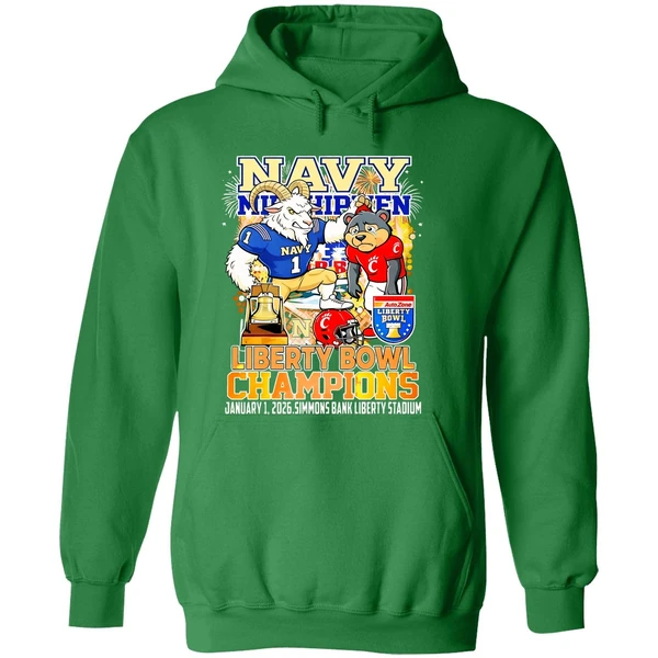 Navy Midshipmen 2025 Liberty Bowl Champions Mascot Hoodie - Image 2