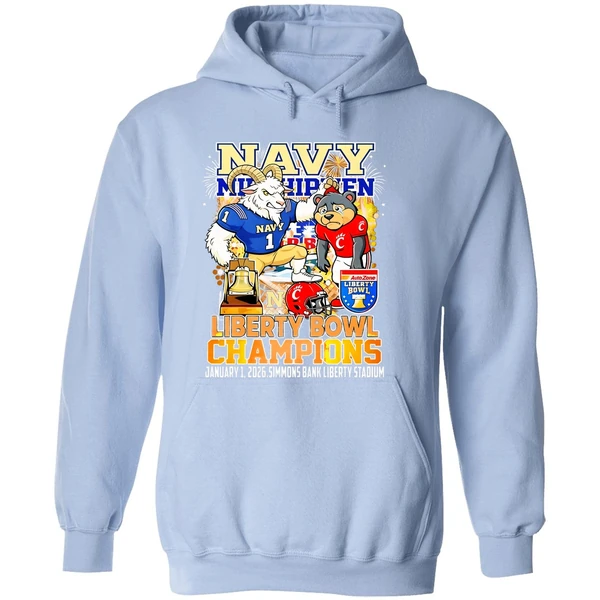 Navy Midshipmen 2025 Liberty Bowl Champions Mascot Hoodie - Image 4