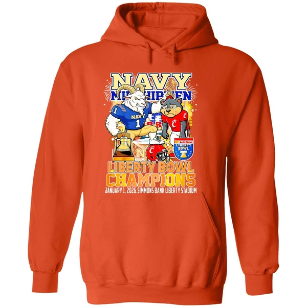 Navy Midshipmen 2025 Liberty Bowl Champions Mascot Hoodie - Image 6