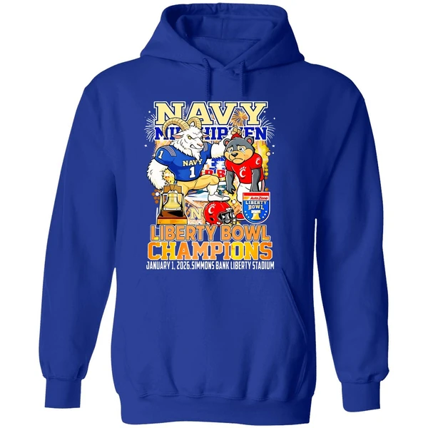 Navy Midshipmen 2025 Liberty Bowl Champions Mascot Hoodie - Image 7