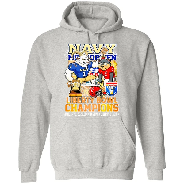 Navy Midshipmen 2025 Liberty Bowl Champions Mascot Hoodie - Image 9
