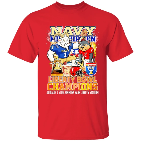 Navy Midshipmen 2025 Liberty Bowl Champions Mascot Shirt - Image 7