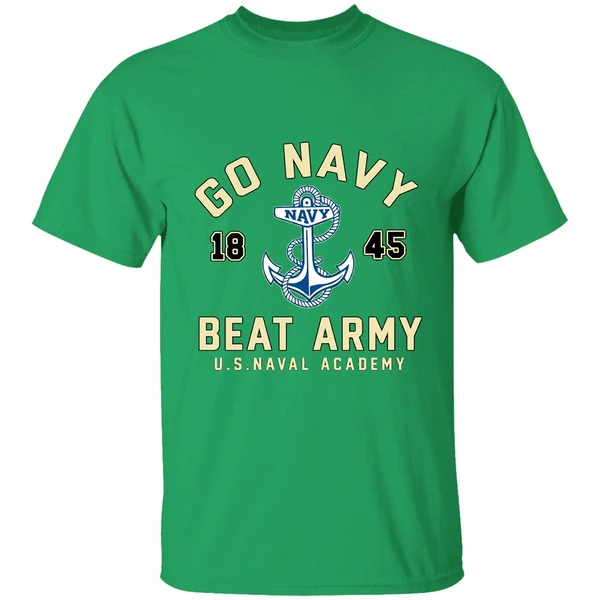 Navy Midshipmen Football Go Navy Beat Army 1845 Logo Shirt - Image 2
