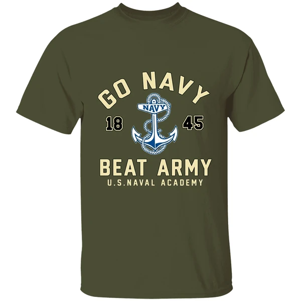 navy midshipmen football go navy beat army 1845 logo shirt militarygreen