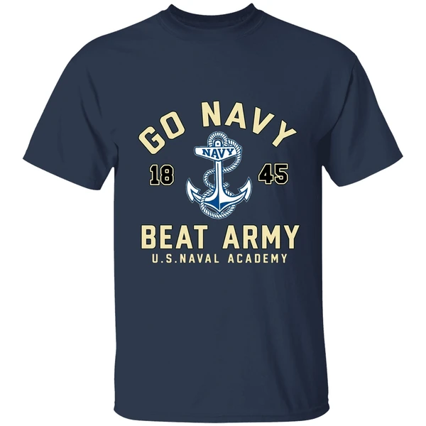 Navy Midshipmen Football Go Navy Beat Army 1845 Logo Shirt - Image 5