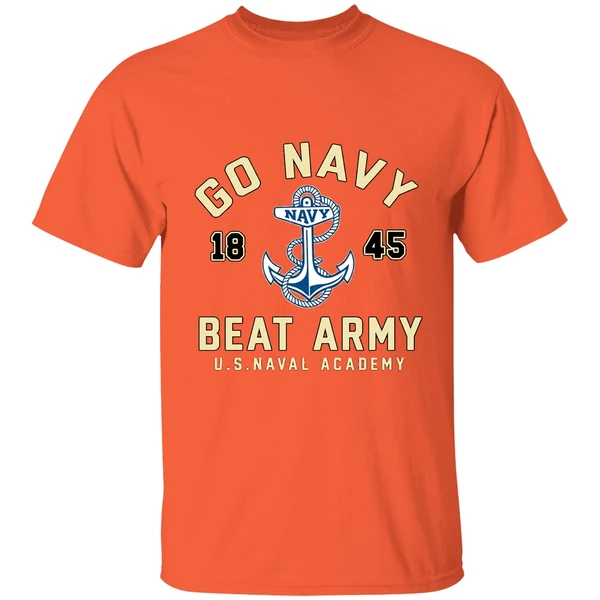 navy midshipmen football go navy beat army 1845 logo shirt orange