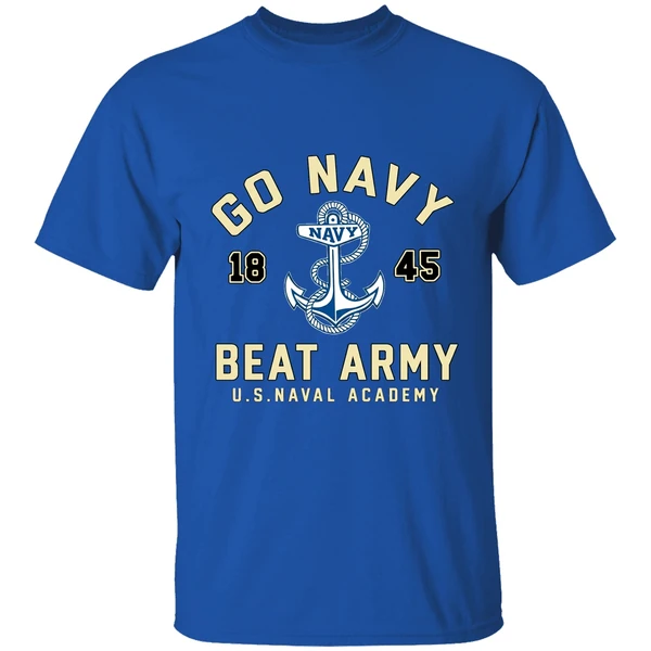 Navy Midshipmen Football Go Navy Beat Army 1845 Logo Shirt - Image 8