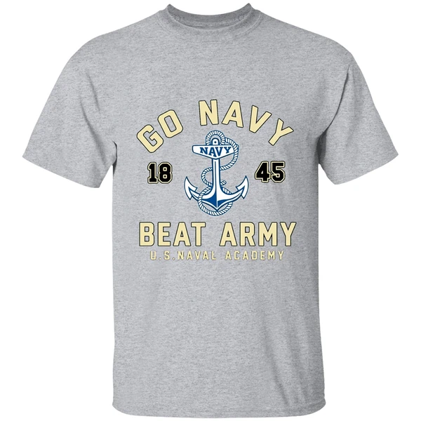 Navy Midshipmen Football Go Navy Beat Army 1845 Logo Shirt - Image 9