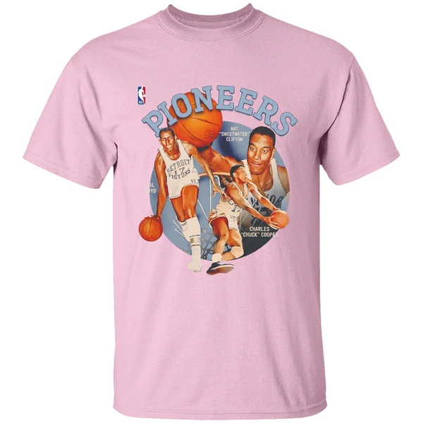nba pioneers day nat sweetwater clifton earl lloyd and charles chuck cooper shirt lightpink