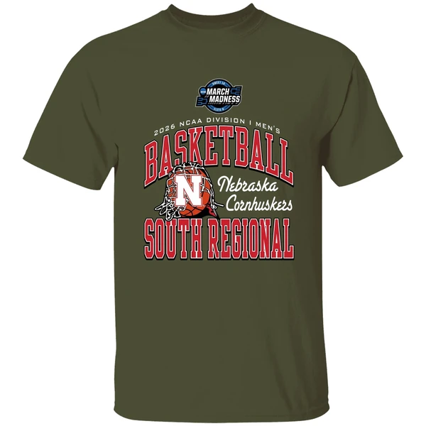 nebraska cornhuskers 2026 ncaa di mens basketball sweet 16 south regional shirt militarygreen