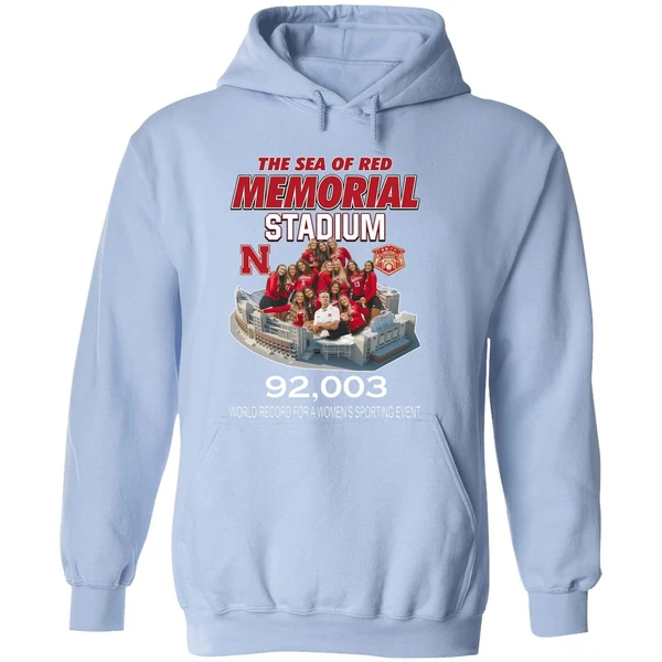 Nebraska Volleyball The Sea Of Red Memorial Stadium 92003 Hoodie - Image 4