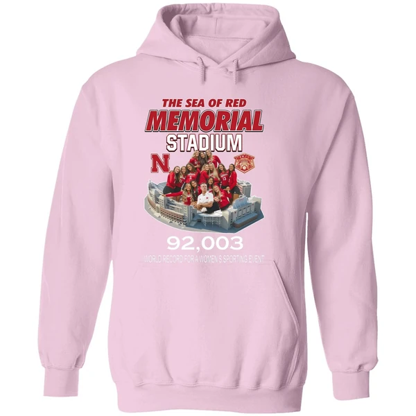 Nebraska Volleyball The Sea Of Red Memorial Stadium 92003 Hoodie - Image 5