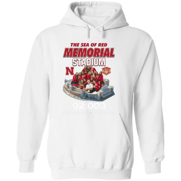 Nebraska Volleyball The Sea Of Red Memorial Stadium 92003 Hoodie - Image 8
