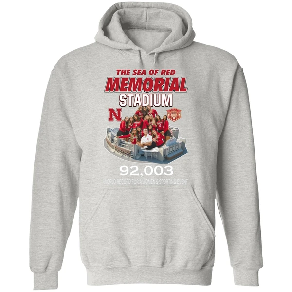 Nebraska Volleyball The Sea Of Red Memorial Stadium 92003 Hoodie - Image 9