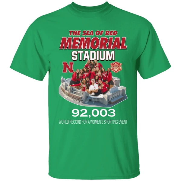 Nebraska Volleyball The Sea Of Red Memorial Stadium 92003 Shirt - Image 2