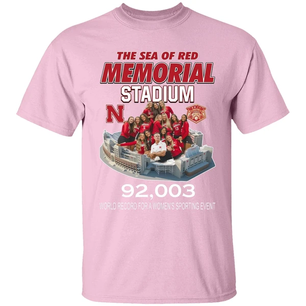 nebraska volleyball the sea of red memorial stadium 92003 shirt lightpink
