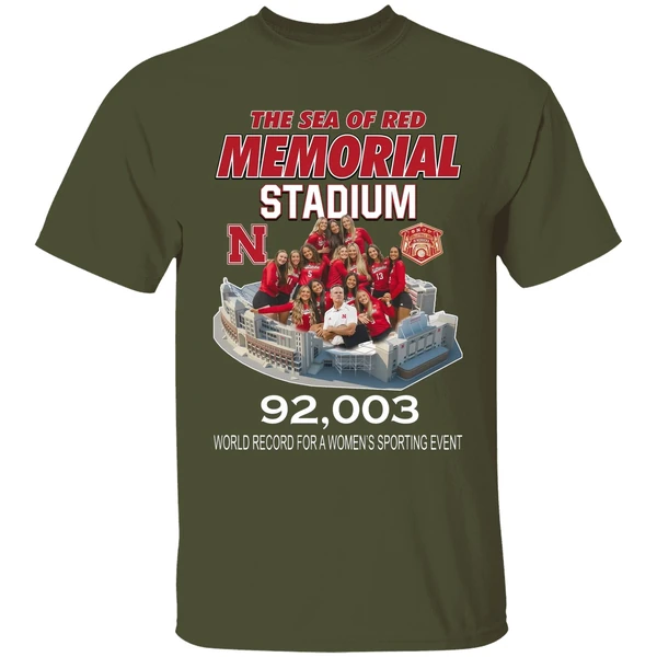Nebraska Volleyball The Sea Of Red Memorial Stadium 92003 Shirt - Image 4