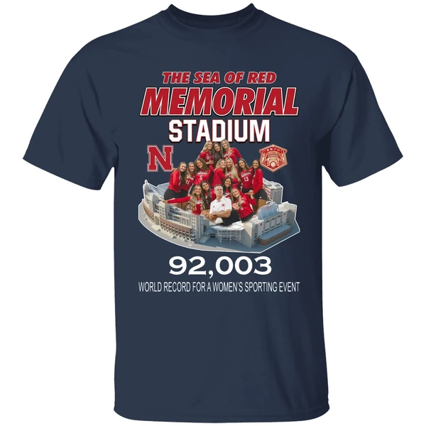 nebraska volleyball the sea of red memorial stadium 92003 shirt navy