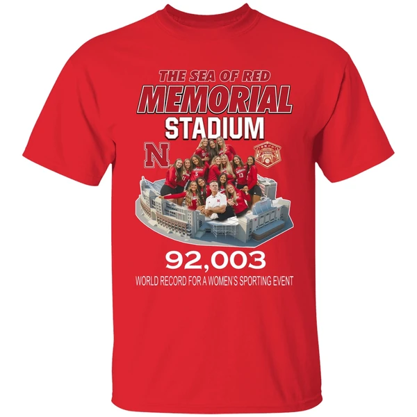 Nebraska Volleyball The Sea Of Red Memorial Stadium 92003 Shirt - Image 7