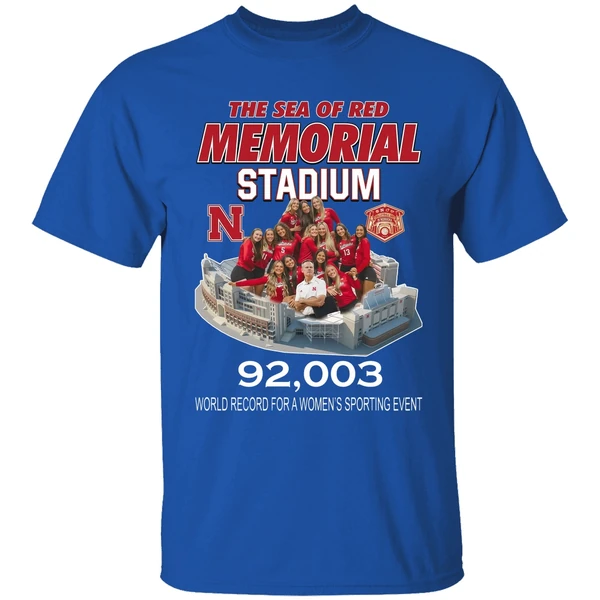 Nebraska Volleyball The Sea Of Red Memorial Stadium 92003 Shirt - Image 8