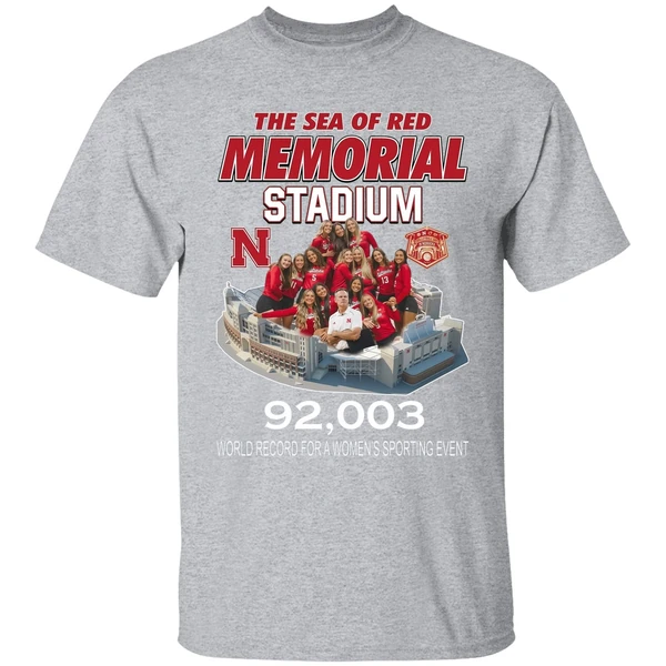 Nebraska Volleyball The Sea Of Red Memorial Stadium 92003 Shirt - Image 9