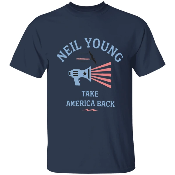 neil young take america shirt navy