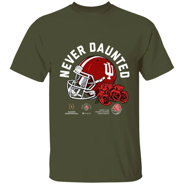 Never Daunted Indiana Hoosiers 2026 Rose Bowl Game Helmet Shirt - Image 4