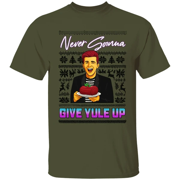 Never Gonna Give Yule Up Rick Astley Ugly Christmas Shirt - Image 3
