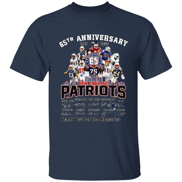 New England Patriots 65th Anniversary 1960 2025 Thank You For The Memories Shirt - Image 4