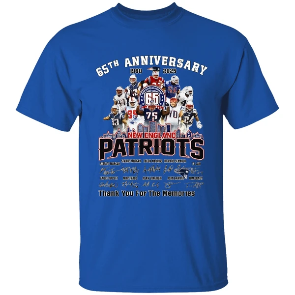 New England Patriots 65th Anniversary 1960 2025 Thank You For The Memories Shirt - Image 7