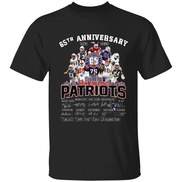 New England Patriots 65th Anniversary 1960 2025 Thank You For The Memories Shirt - Image 8