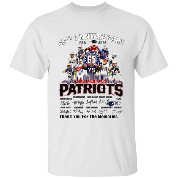 New England Patriots 65th Anniversary 1960 2025 Thank You For The Memories Shirt - Image 9